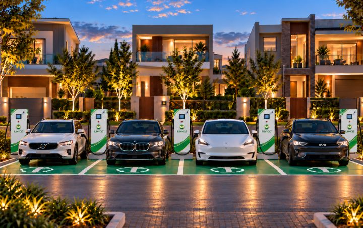 Carregador para carro elétrico SunVolt em condomínio residencial